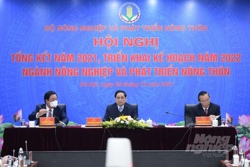Ngày 29/12/2021, tại Hà Nội, Thủ tướng Chính phủ Phạm Minh Chính dự Hội nghị trực tuyến toàn quốc tổng kết công tác năm 2021, triển khai kế hoạch năm 2022 của ngành Nông nghiệp &PTNT.